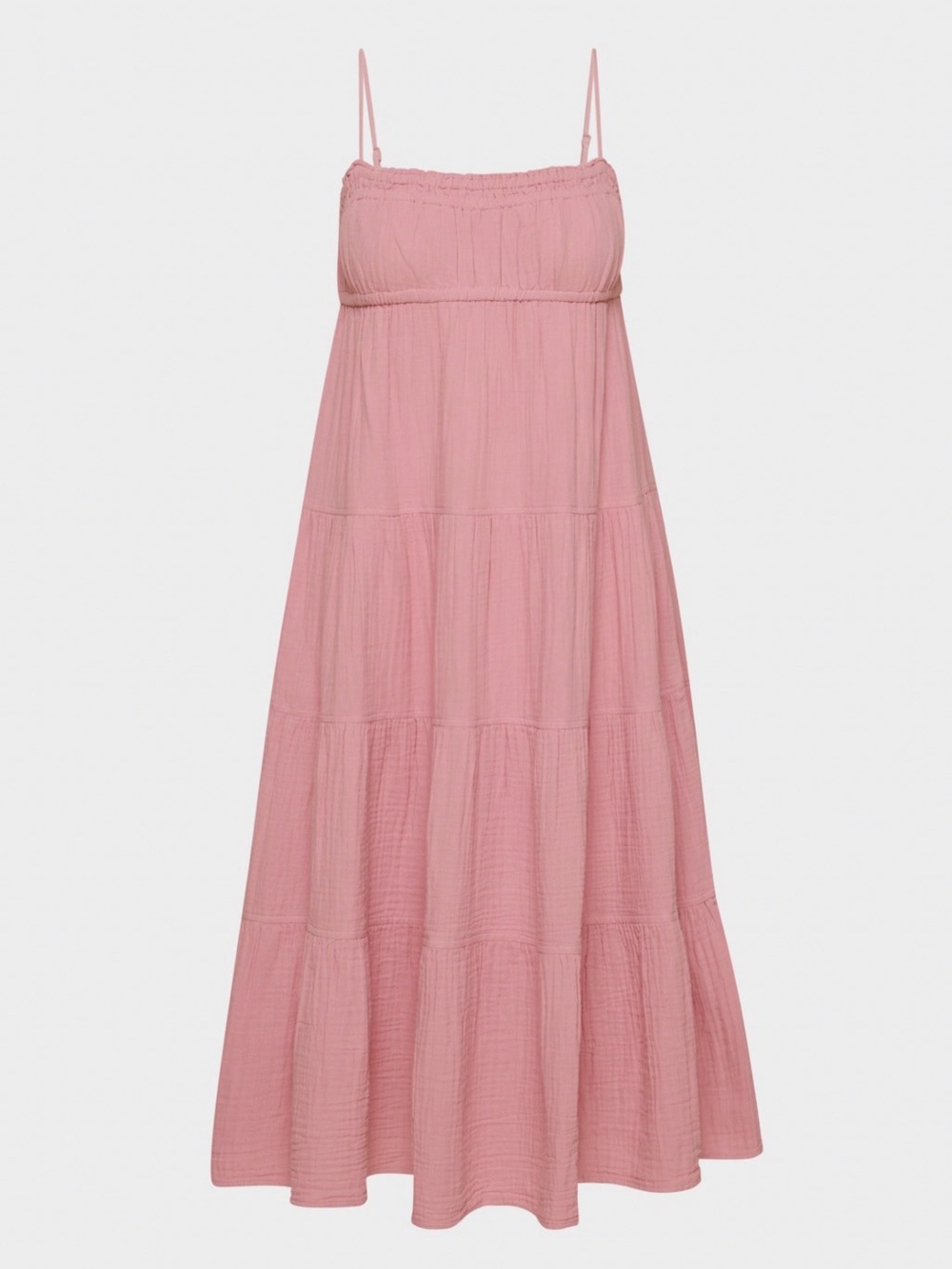 Aritzia AirPlush Cotton Orchard Pink Tiered Maxi Dress